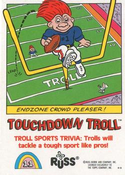 1992 Topps Russ Trolls #11 Touchdown Troll Back