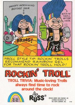 1992 Topps Russ Trolls #33 Rockin' Troll Back