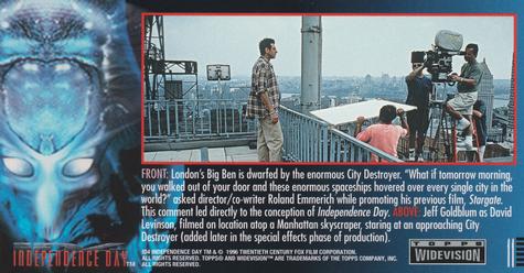 1996 Topps Widevision Independence Day #11 London's Big Ben is dwarfed Back