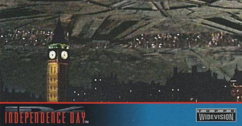 1996 Topps Widevision Independence Day #11 London's Big Ben is dwarfed Front