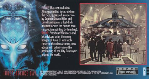 1996 Topps Widevision Independence Day #61 The captured alien Attacker Back