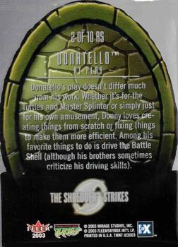 2003 Fleer Teenage Mutant Ninja Turtles 2: The Shredder Strikes - Raising Shell Cards #RS2 Donatello at Play Back