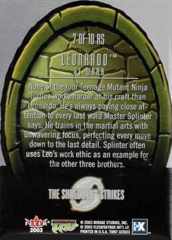 2003 Fleer Teenage Mutant Ninja Turtles 2: The Shredder Strikes - Raising Shell Cards #RS7 Leonardo at Work Back