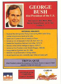 1992 Starline Americana #1 George Bush Back