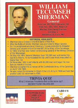1992 Starline Americana #8 William Tecumseh Sherman Back