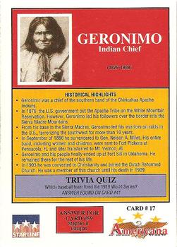1992 Starline Americana #17 Geronimo Back