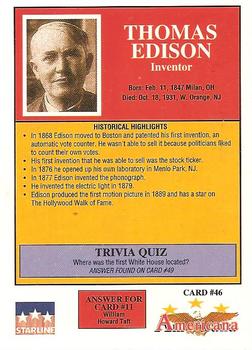 1992 Starline Americana #46 Thomas Edison Back