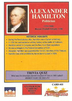 1992 Starline Americana #55 Alexander Hamilton Back