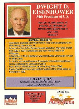 1992 Starline Americana #75 Dwight D. Eisenhower Back