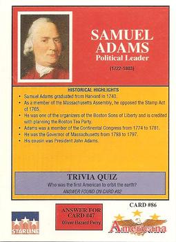 1992 Starline Americana #86 Samuel Adams   Back