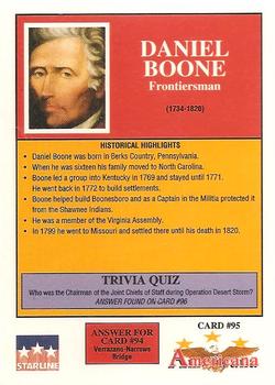 1992 Starline Americana #95 Daniel Boone Back