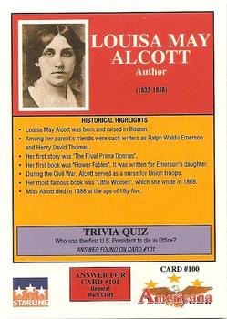 1992 Starline Americana #100 Louisa May Alcott Back