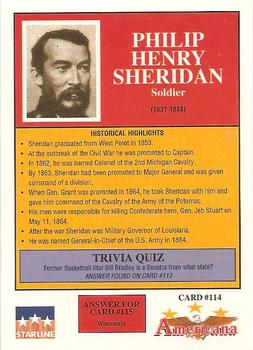 1992 Starline Americana #114 Philip Henry Sheridan Back