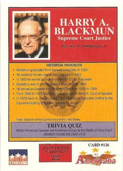 1992 Starline Americana #126 Harry A. Blackmun Back