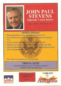1992 Starline Americana #127 John Paul Stevens  Back