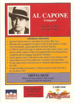 1992 Starline Americana #144 Al Capone Back