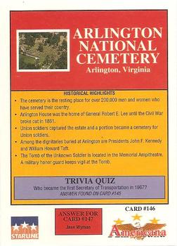 1992 Starline Americana #146 Arlington National Cemetery Back