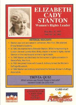 1992 Starline Americana #147 Elizabeth Cady Stanton Back