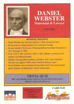 1992 Starline Americana #149 Daniel Webster Back