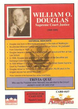 1992 Starline Americana #157 William O. Douglas  Back