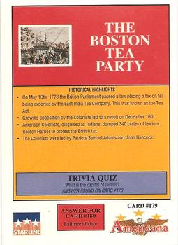 1992 Starline Americana #179 The Boston Tea Party Back