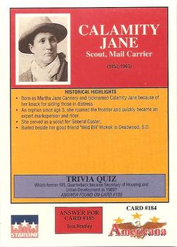 1992 Starline Americana #184 Calamity Jane Back