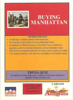 1992 Starline Americana #191 Buying Manhattan Back