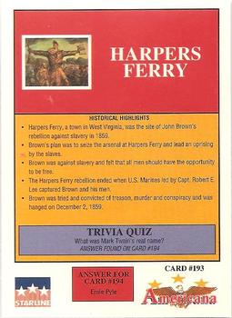 1992 Starline Americana #193 Harpers Ferry Back