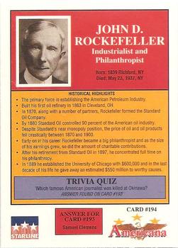 1992 Starline Americana #194 John D. Rockefeller Back