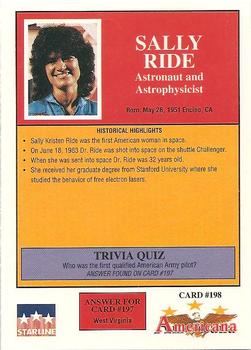 1992 Starline Americana #198 Sally Ride Back