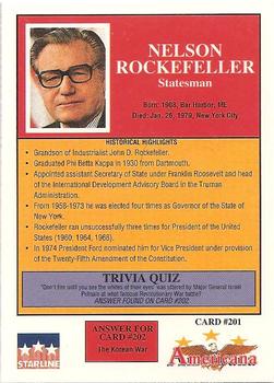 1992 Starline Americana #201 Nelson Rockefeller Back