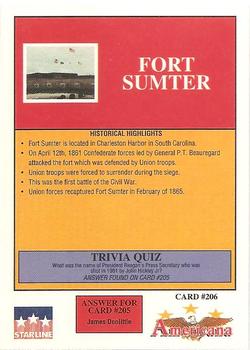 1992 Starline Americana #206 Fort Sumter Back