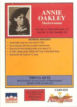 1992 Starline Americana #233 Annie Oakley Back