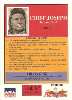 1992 Starline Americana #240 Chief Joseph Back