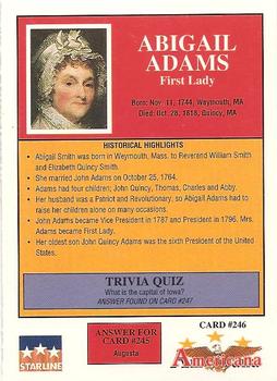 1992 Starline Americana #246 Abigail Adams Back