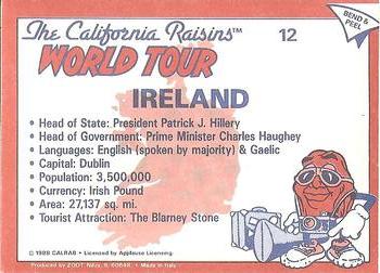 1988 Zoot The California Raisins World Tour #12 Ireland Back