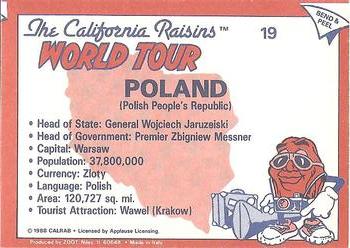 1988 Zoot The California Raisins World Tour #19 Poland Back