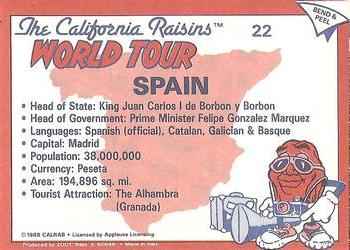 1988 Zoot The California Raisins World Tour #22 Spain Back