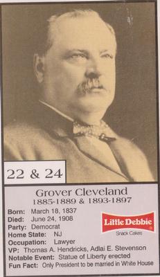 1992 Little Debbie The U.S. Presidents #22 Grover Cleveland Front