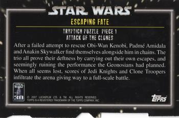 2007 Topps Star Wars 30th Anniversary - Triptych Puzzle Pieces #NNO Escaping Fate 1 Back