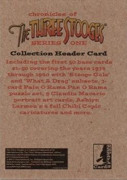2014 RRParks Chronicles of the Three Stooges #NNO Series One Collection Header Card Back