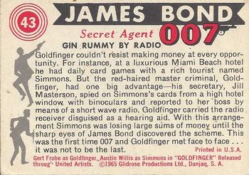 1965 Philadelphia James Bond #43 Gin Rummy By Radio Back