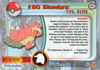 2000 Topps Pokemon TV Animation Edition Series 2 - Foil #80 Slowbro Back