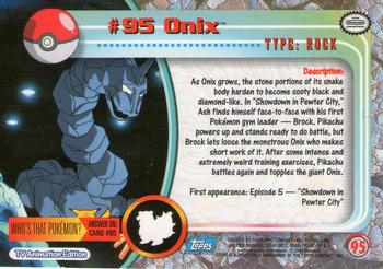 2000 Topps Pokemon TV Animation Edition Series 2 - Foil #95 Onix Back
