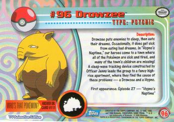 2000 Topps Pokemon TV Animation Edition Series 2 - Foil #96 Drowzee Back