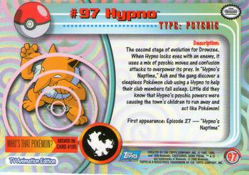 2000 Topps Pokemon TV Animation Edition Series 2 - Foil #97 Hypno Back