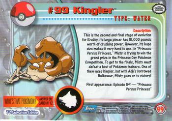 2000 Topps Pokemon TV Animation Edition Series 2 - Foil #99 Kingler Back