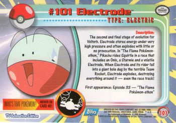 2000 Topps Pokemon TV Animation Edition Series 2 - Foil #101 Electrode Back