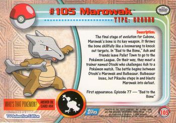 2000 Topps Pokemon TV Animation Edition Series 2 - Foil #105 Marowak Back