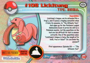 2000 Topps Pokemon TV Animation Edition Series 2 - Foil #108 Lickitung Back